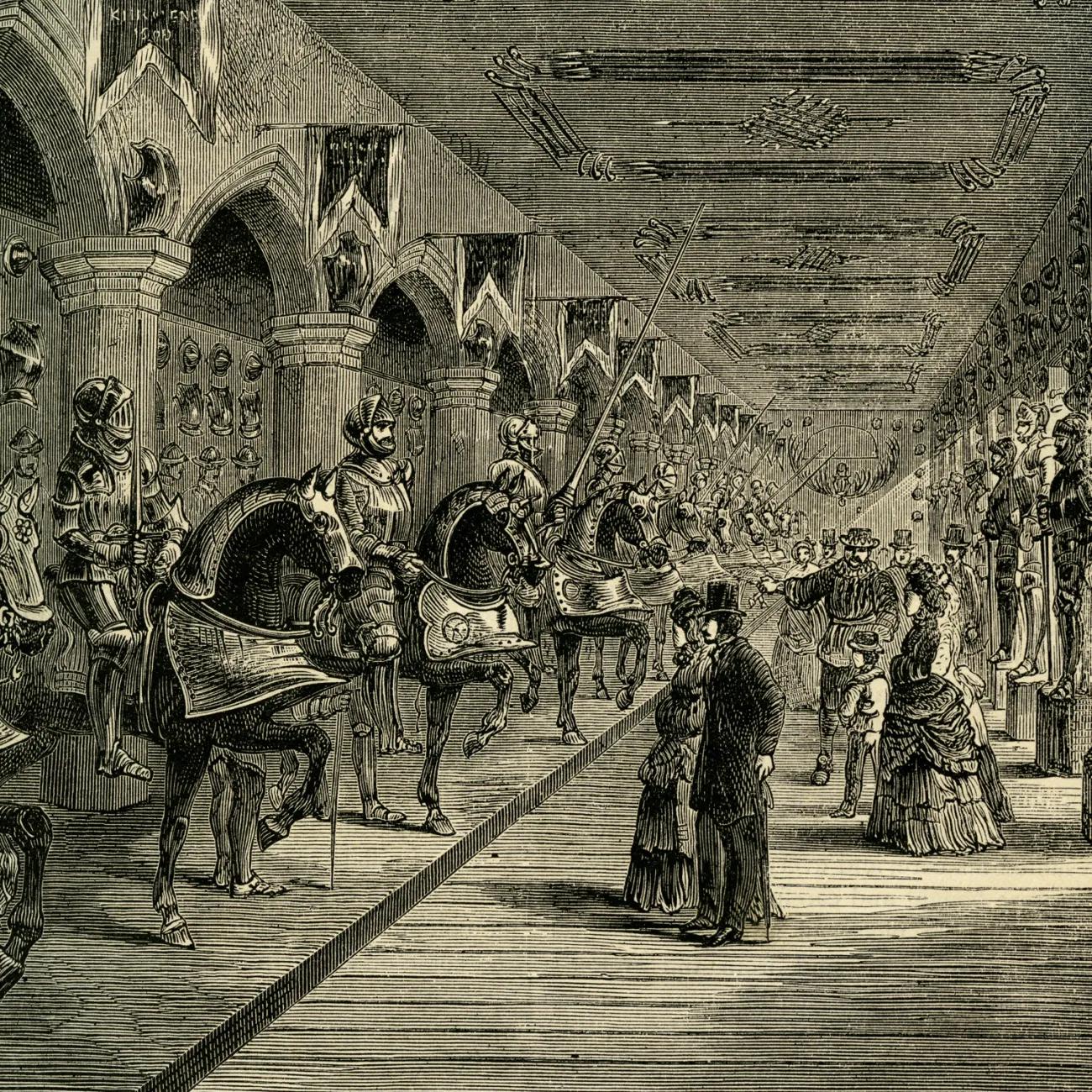 The interior of the Horse Armoury, displaying the Line of Kings