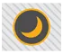 Yellow crescent moon on a dark grey circle within a yellow border, indicating a dimly lit space