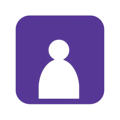 A single white figure inside a purple rounded square, representing low crowd density or quiet periods