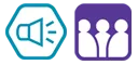 Two icons indicating sensory conditions: noisy space, busy crowd level.
