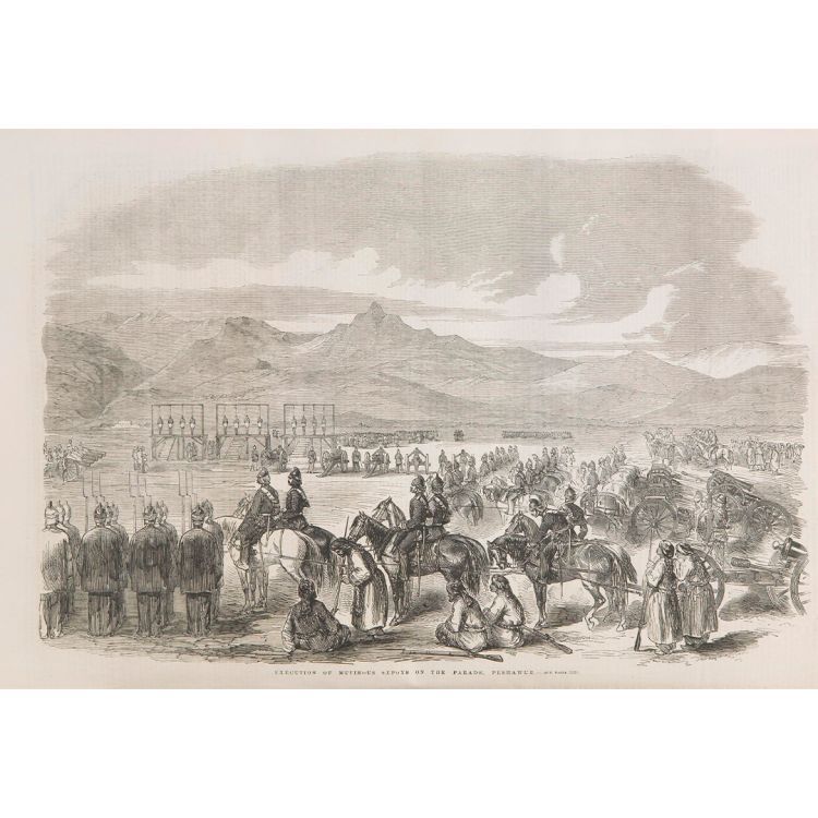 Sketch depicting the execution of mutinous sepoys on the parade