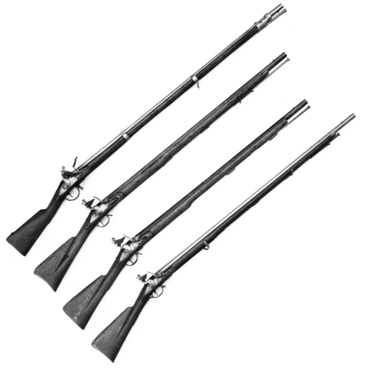 4 Flintlock military trade muskets