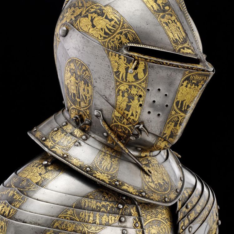 an armour fit for a prince decorated in bands of gold images
