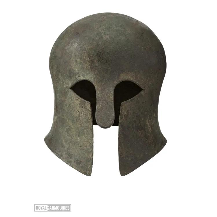 Ancient Greek Bronze Helmet that has oxidised with age