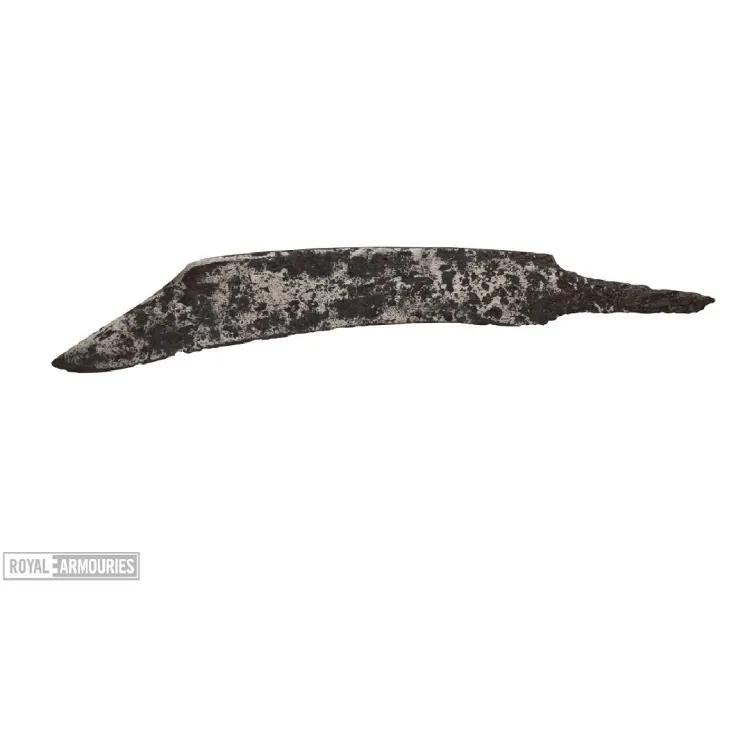 Corroded blade of a short knife with a slight curve