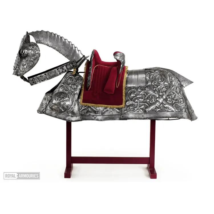 Horse armouries with red saddle