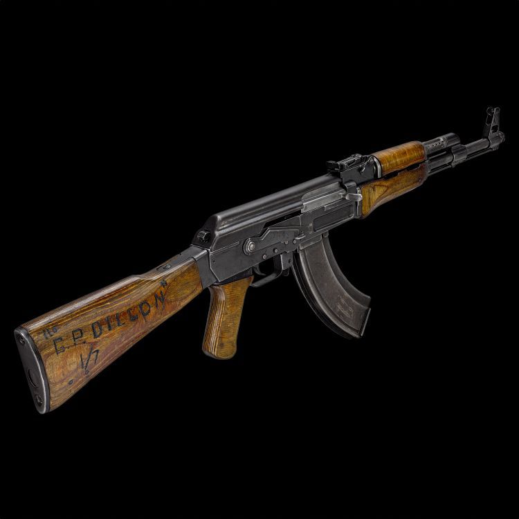 Kalashnikov AK assault rifle inscriped with "Dillon"