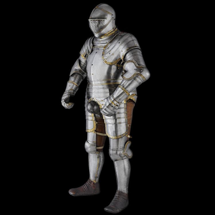Steel armour decorated with gold edges