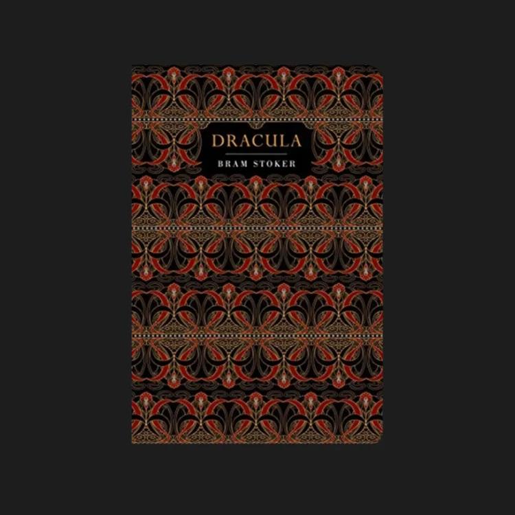 Patterned book cover in red and black