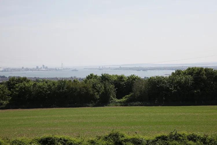 Far reaching view of the sea and fields from Fort Nelson