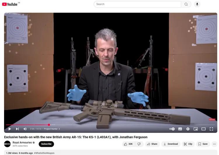 Still from Royal Armouries what is this weapon youtube video featuring Jonathan Ferguson and rifle.