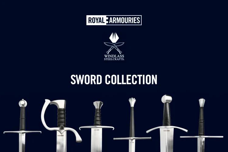 Royal Armouries and Windlass logo with 6 replica sword hilts.jpg