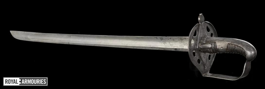 A long silver sword lying horizontal 