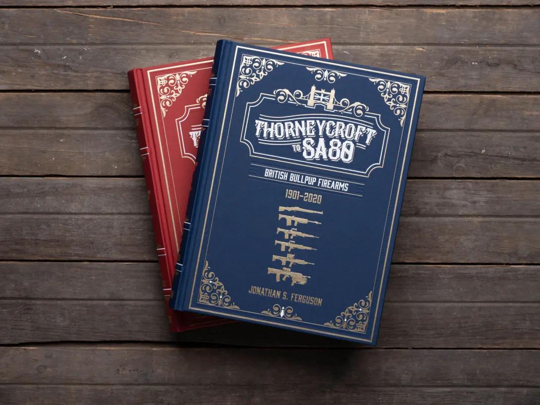 Headstamp book covers on wooden background