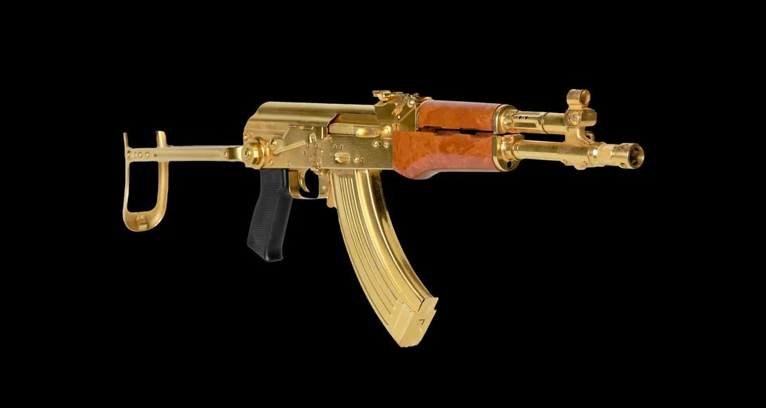 Golden assault rifle Kalashnikov AKM
